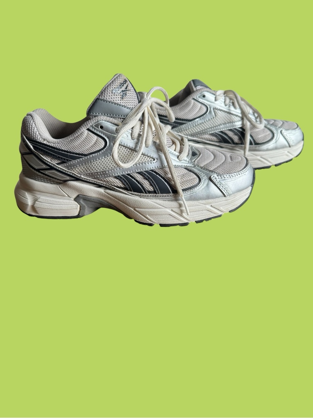 Reebok White and Gray Chunky Dad Sneakers